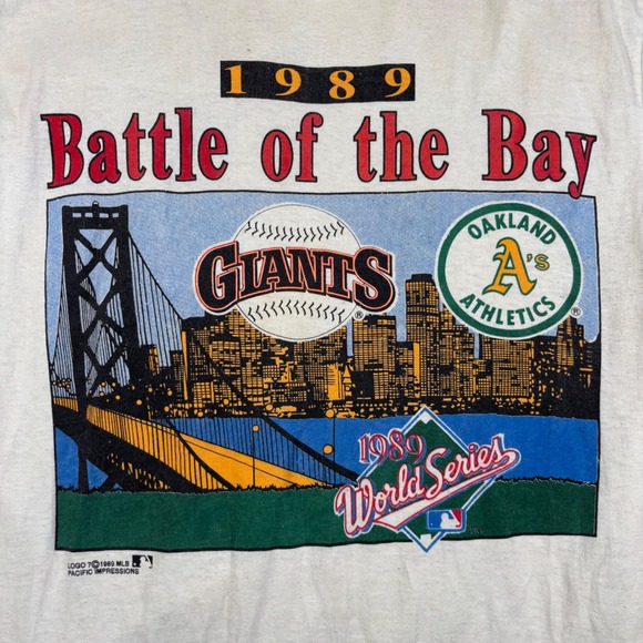 Vintage 1989 World Series Battle of the Bay Giants vs Athletics Shirt Mens L - Picture 2 of 8